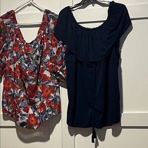 Motherhood Red Floral and Black Blouse Set